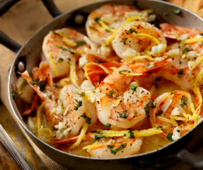 Trüffel-Pasta mit Gambas in Knoblauch-Öl